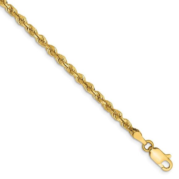 3mm 14k Yellow Gold D/C Quadruple Rope Chain Bracelet 9 Inch
